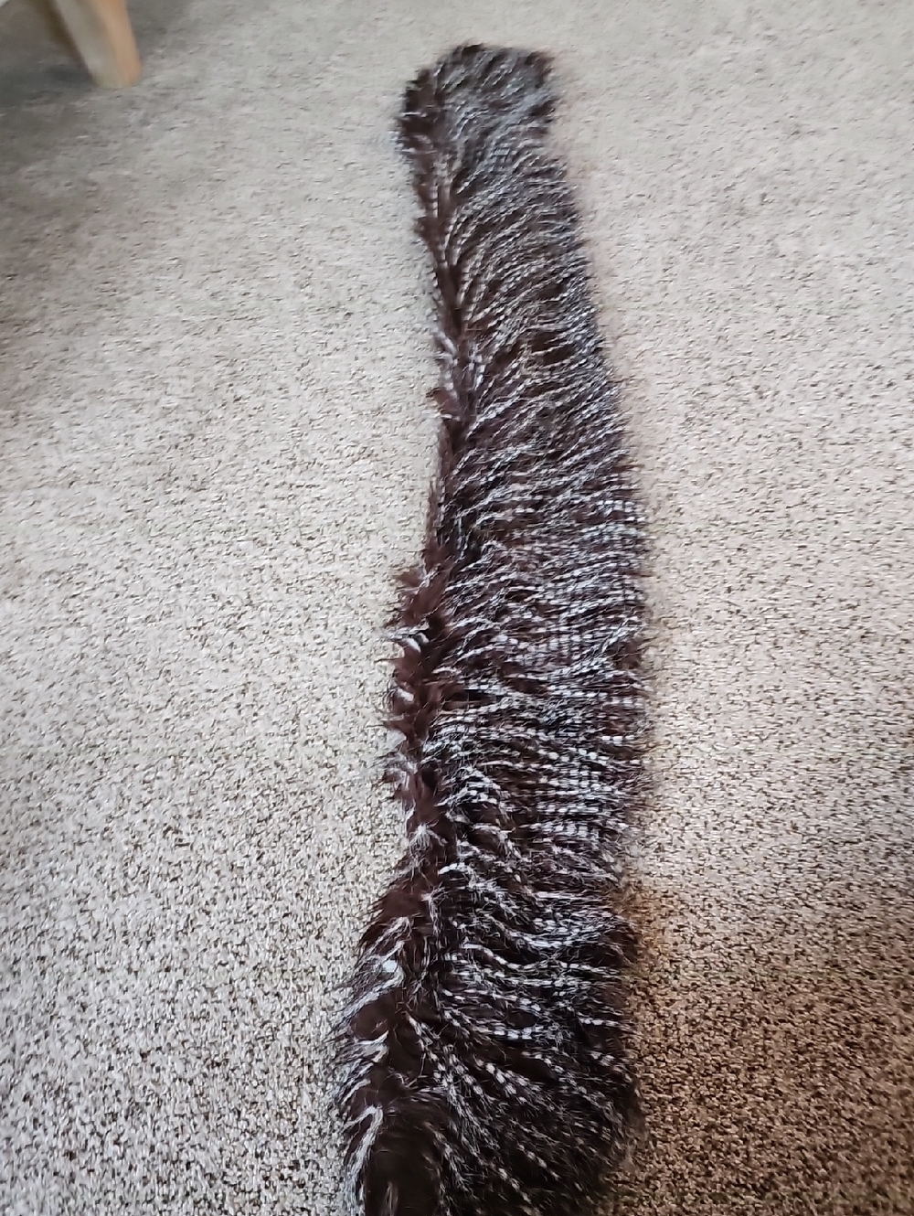 Funky Striped faux fur scarf Blavk Grey White